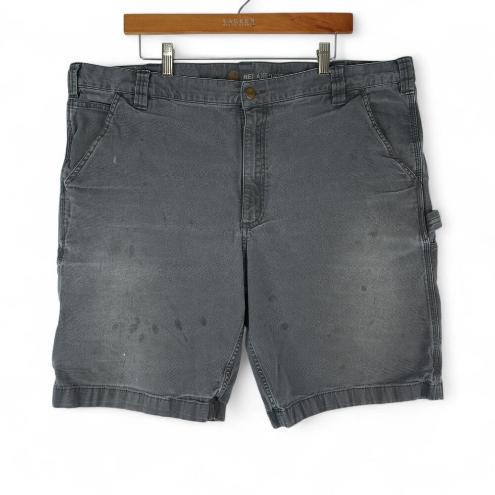 Carhartt Shorts Mens 42x10 Gray Stained Workwear Cargo Utility Carpenter 103652